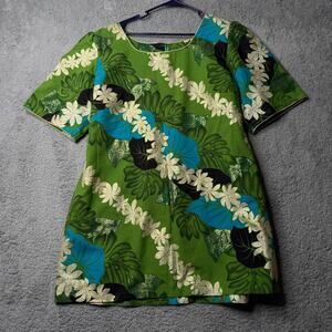 Hawaiian Dress Women's Size 22 Green Floral Short Sleeve Mini